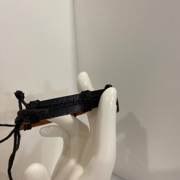 Iron Man style Leather Adjustable Bracelet With Black Cord  Metal Charm - Picture 8 of 8